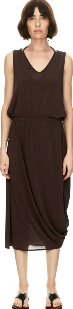 Drapiertes doppellagiges Midikleid Violett