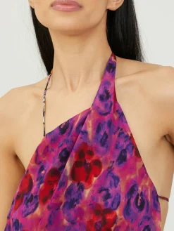 Drapiertes Seidenkleid 'Drill' Multi/Violett