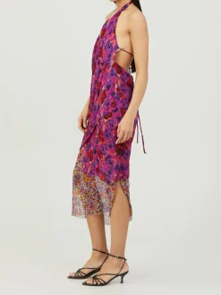 Drapiertes Seidenkleid 'Drill' Multi/Violett
