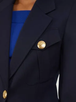 Einreihiger Blazer im Militärstil Marineblau