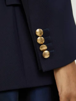 Einreihiger Blazer im Militärstil Marineblau