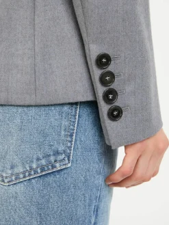 Einreihiger Blazer mit Schulterpolster Hellgrau