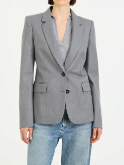 Einreihiger Blazer mit Schulterpolster Hellgrau