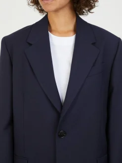 Einreihiger Wollblazer Marineblau