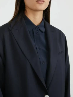 Einreihiger Wollblazer Marineblau
