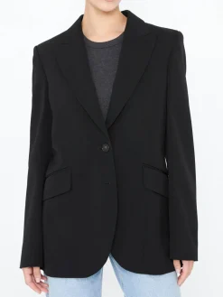 Einreihiger Wollblazer Schwarz