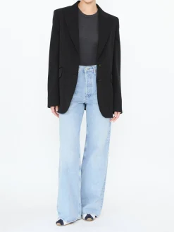 Einreihiger Wollblazer Schwarz