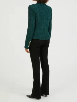 Einreihige Tweed-Jacke Dunkelgrün