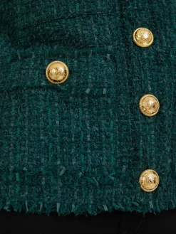Einreihige Tweed-Jacke Dunkelgrün