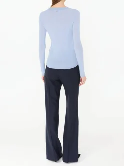 Feinstrick Langarmshirt aus Wolle Hellblau