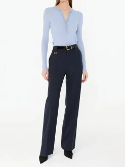 Feinstrick Langarmshirt aus Wolle Hellblau