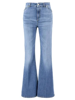 Flared-Leg Jeans Hellblau