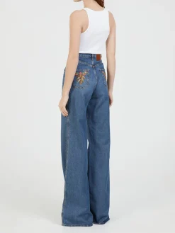 Flared-Leg Jeans Marineblau