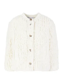 Flauschige Wollstrickjacke 'Gisla' Off White