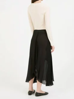 Fließende Hose aus Seidengeorgette Schwarz