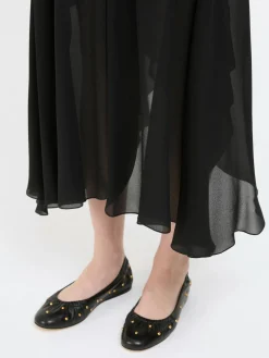Fließende Hose aus Seidengeorgette Schwarz