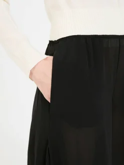 Fließende Hose aus Seidengeorgette Schwarz