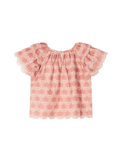 Florale Rüschenbluse Rosé