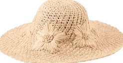 Floraler Sonnenhut 'Nadia Crochet' Beige