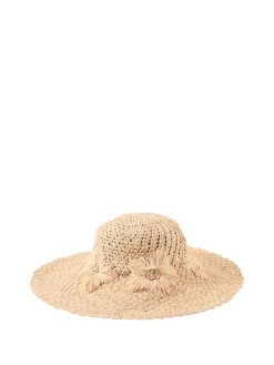 Floraler Sonnenhut 'Nadia Crochet' Beige