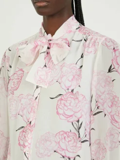 Florale Seidenbluse Rosé