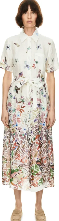 Florales Hemdblusenkleid 'Jesy Flower' aus Leinen Multi