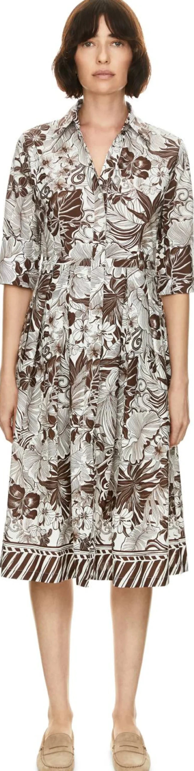 Florales Midikleid 'Aisha' Braun