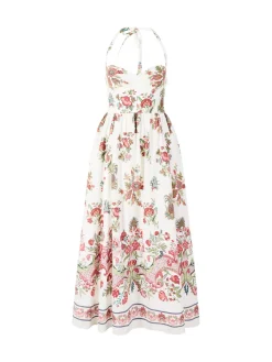 Florales Midikleid 'Johanna' Rot