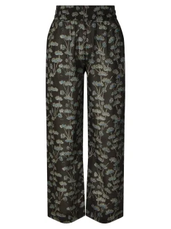 Florale Stoffhose 'Nila' Dunkelbraun
