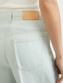 Florale Wide-Leg Jeans Blau