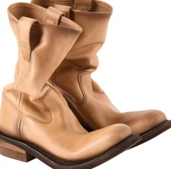Foule-Leder-Stiefeletten Beige