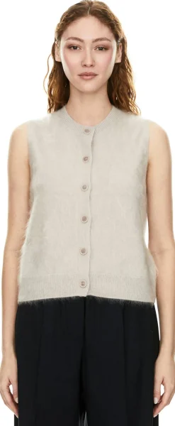 Gebürstete Cashmere-Weste 'Kalie' Kitt