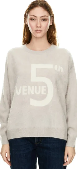 Gebürsteter Cashmere-Pullover '5Th Avenue' Kitt/Ecru