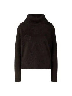 Gebürsteter Cashmere-Pullover 'Embla' mit Stehkragen Schokolade