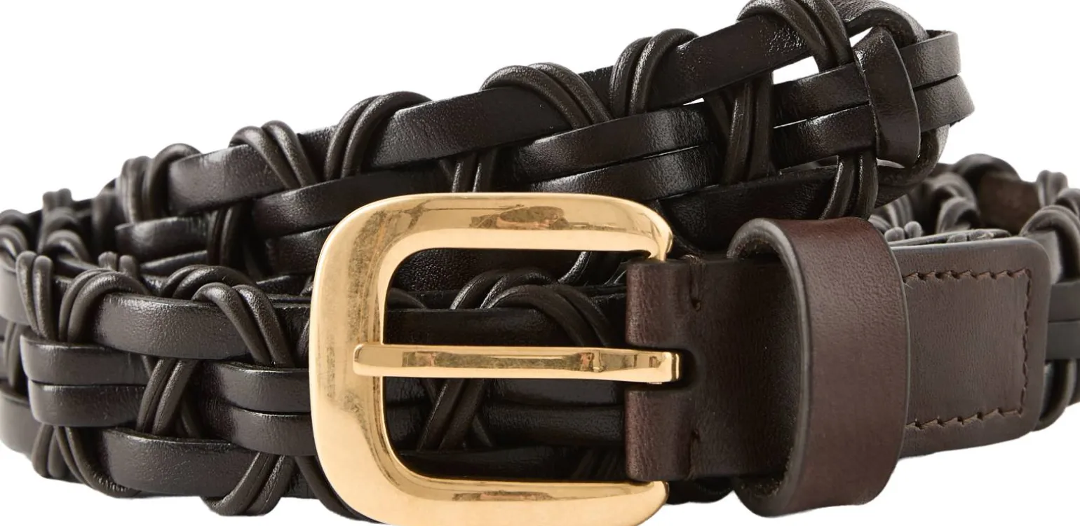 Geflochtener Gürtel 'Cord' aus Kalbsleder Dunkelbraun