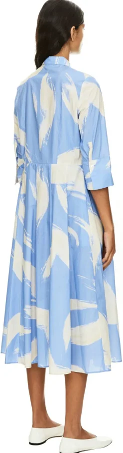 Gemustertes Blusenkleid mit Schleife Hellblau