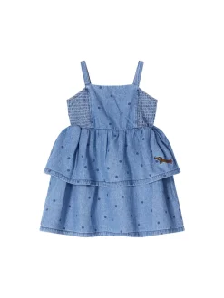 Gepunktetes Jeanskleid 'Dots' Blau