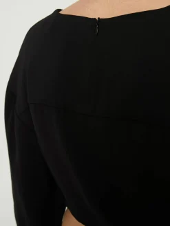 Geraffte Bluse Schwarz