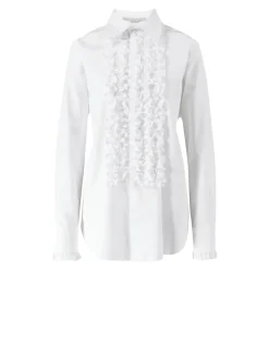 Geraffte Bluse Weiß