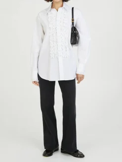 Geraffte Bluse Weiß