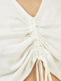 Geraffte Bluse Weiß