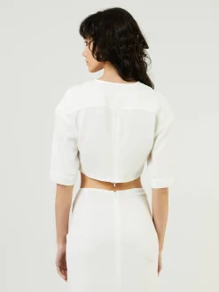 Geraffte Bluse Weiß