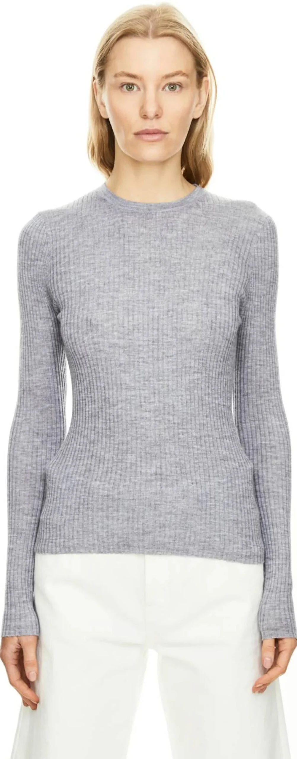 Geripptes Cashmere-Seidenshirt 'Browning' Grau