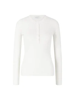 Geripptes Cashmere-Seidenshirt 'Julian Henley' Weiß
