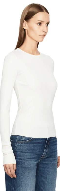 Geripptes Langarmshirt Crème