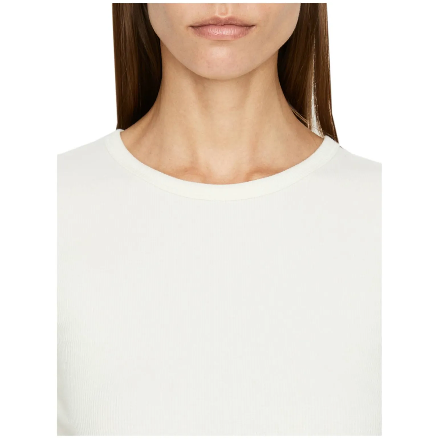 Geripptes Langarmshirt Crème