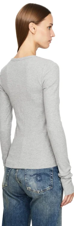 Geripptes Langarmshirt Grau
