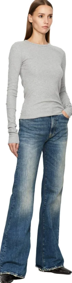 Geripptes Langarmshirt Grau