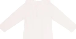 Geripptes Langarmshirt mit Kragen Rosé