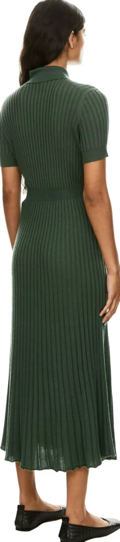 Geripptes Seiden-Cashmere-Kleid 'Amor' Grün